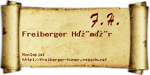 Freiberger Hümér névjegykártya